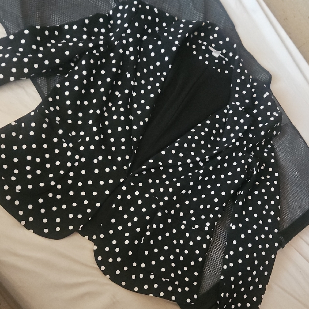 Chic Black and White Polka Dot Blazer